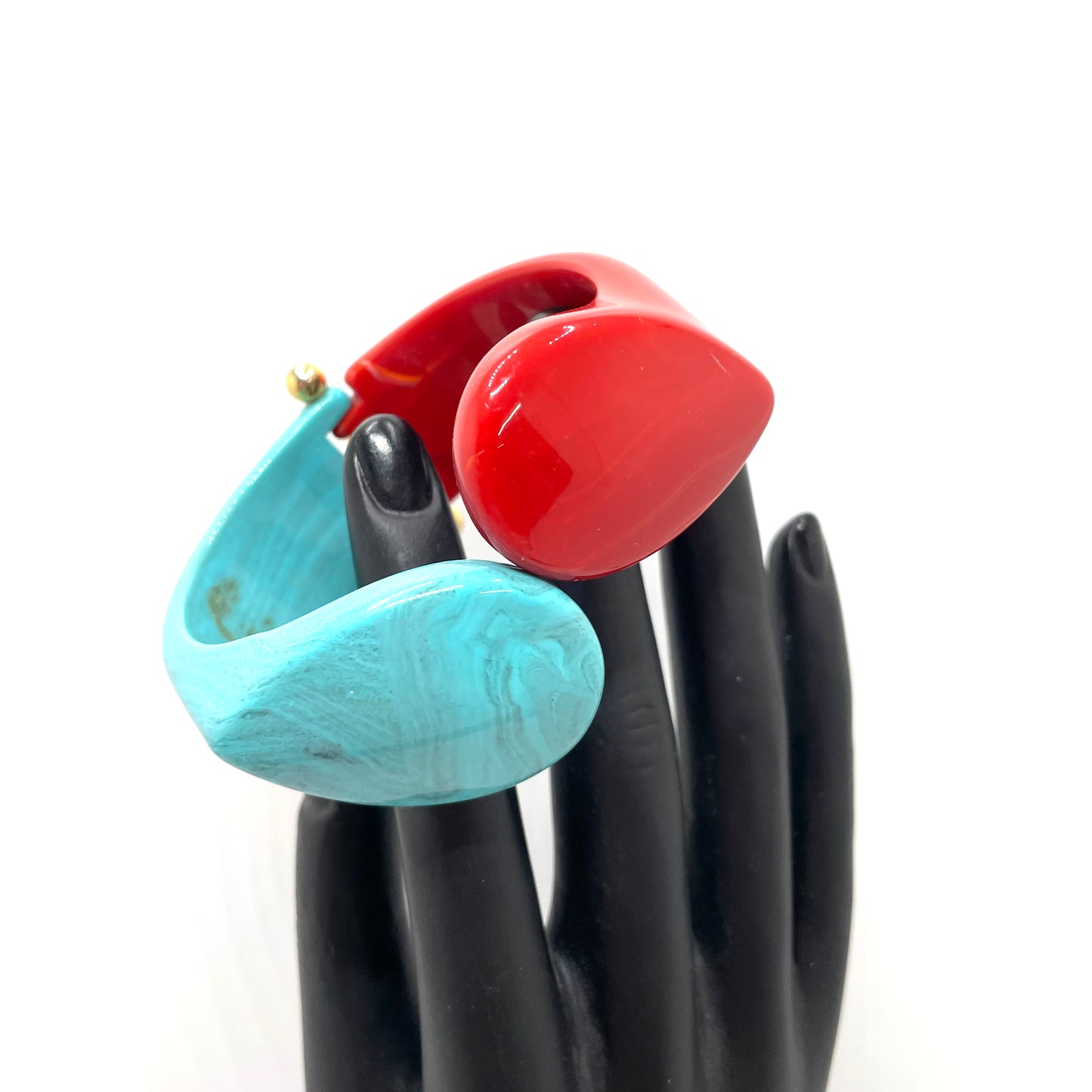Blue & Red Hinged Bangle Bracelet