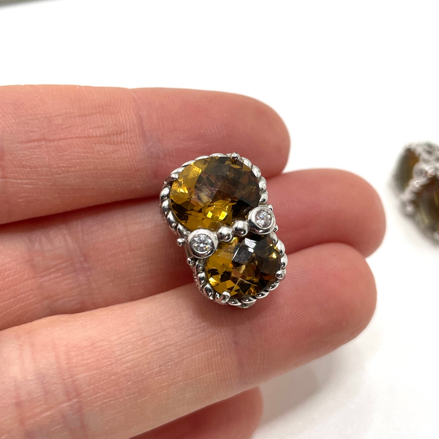 Judith Ripka Sterling & Citrine Clip Earrings