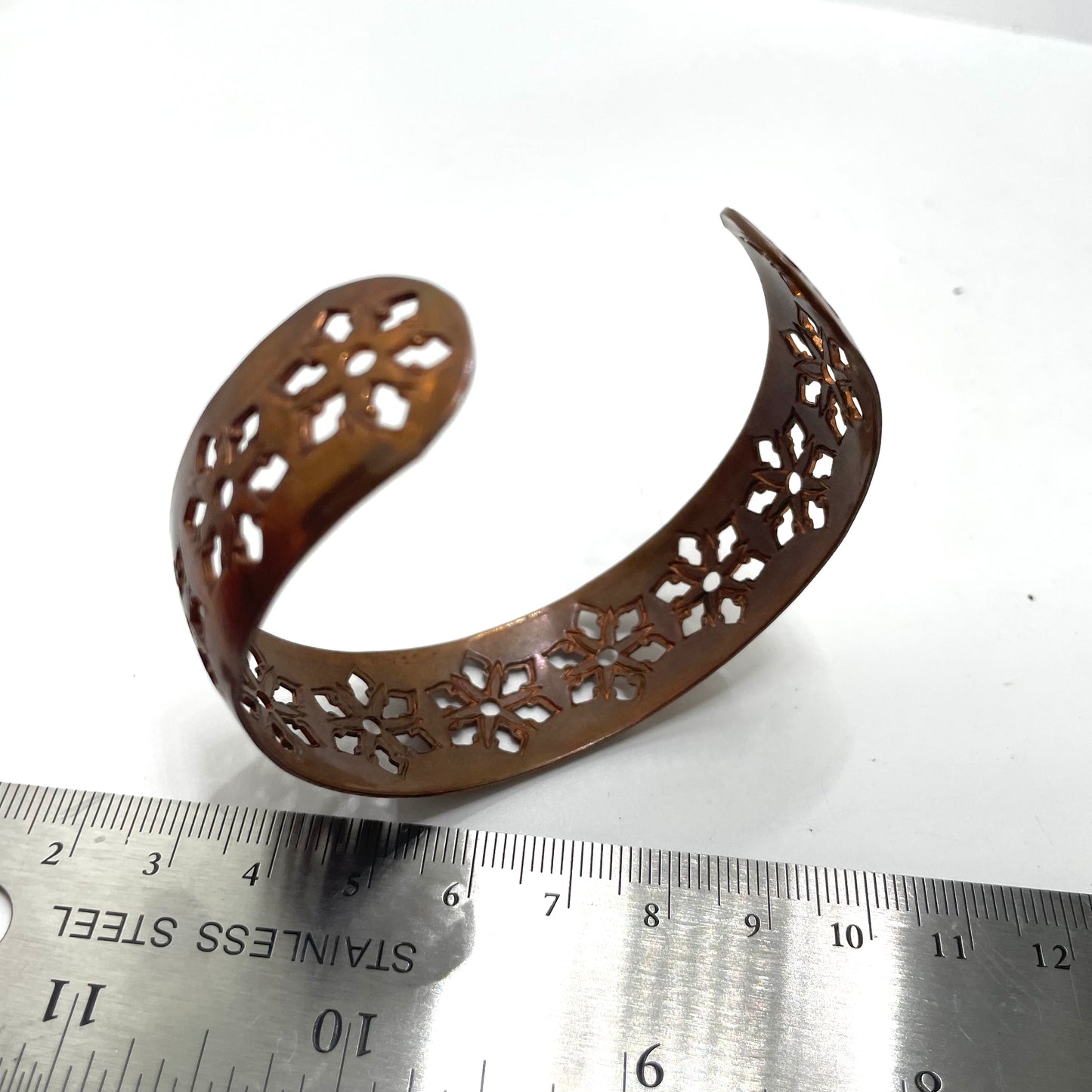 Vintage Copper Snowflake Cuff Bracelet