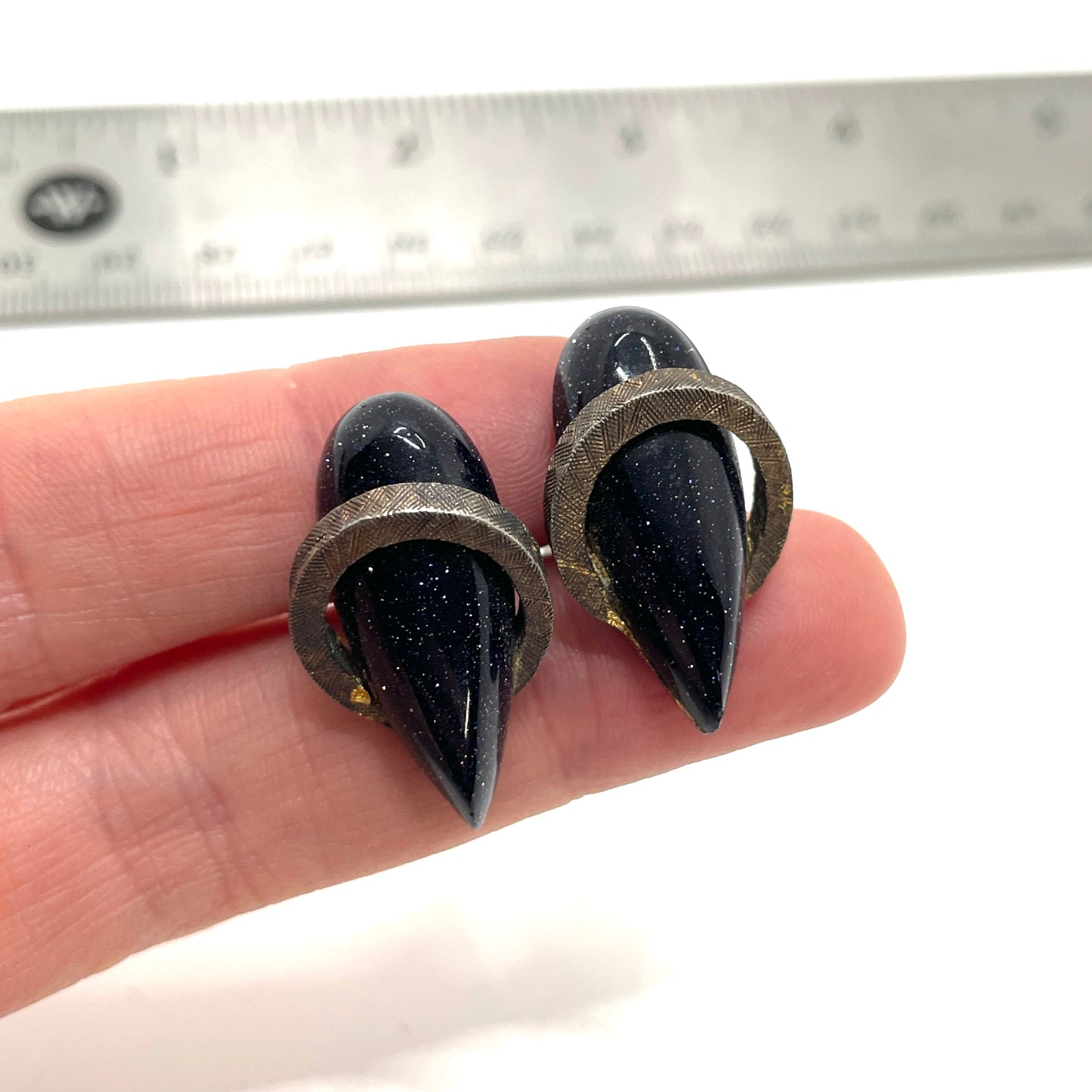 Vintage Sterling Silver Cufflinks with Natural Stone