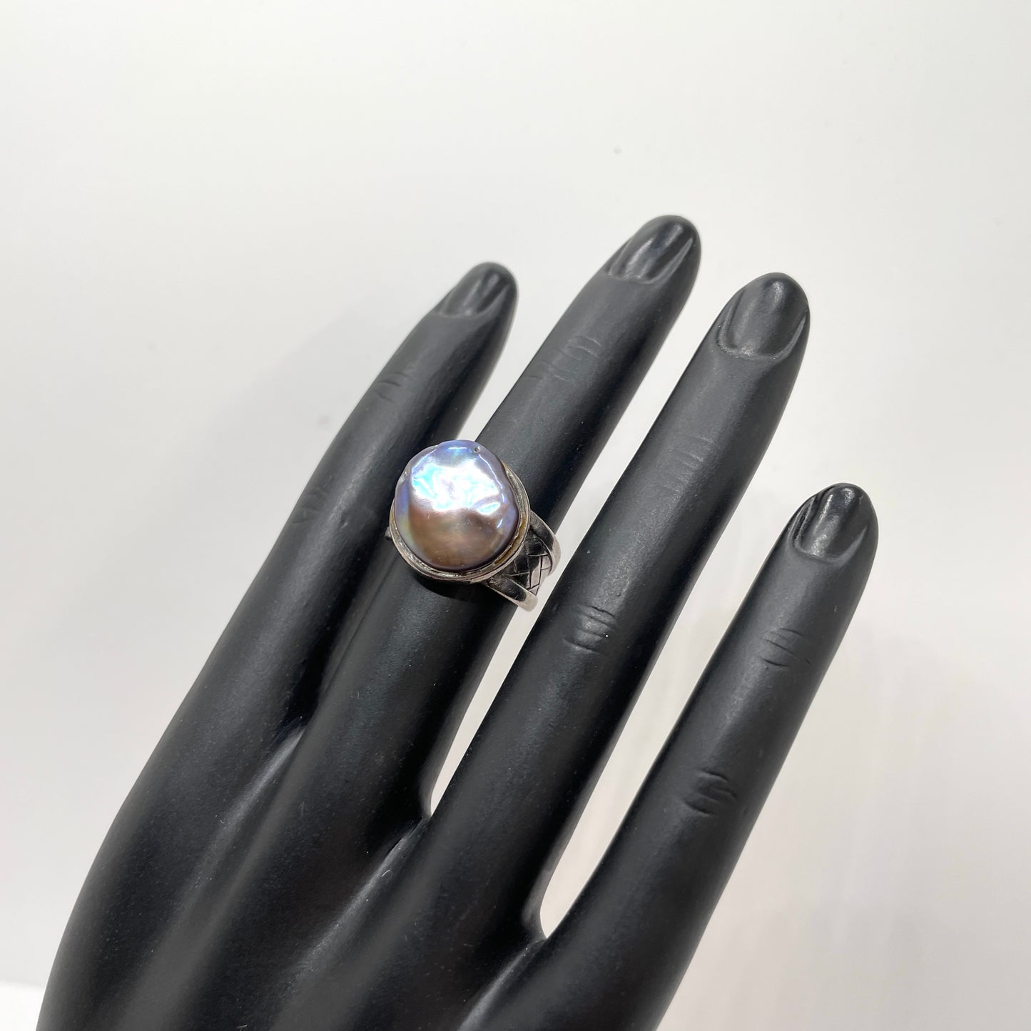 Vintage Sterling Silver Pearl Ring - Size 6