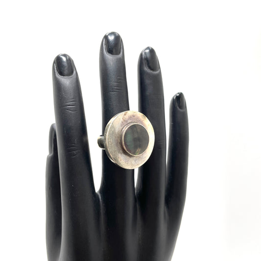 Sterling Silver & Abalone Cocktail Ring - Size 7