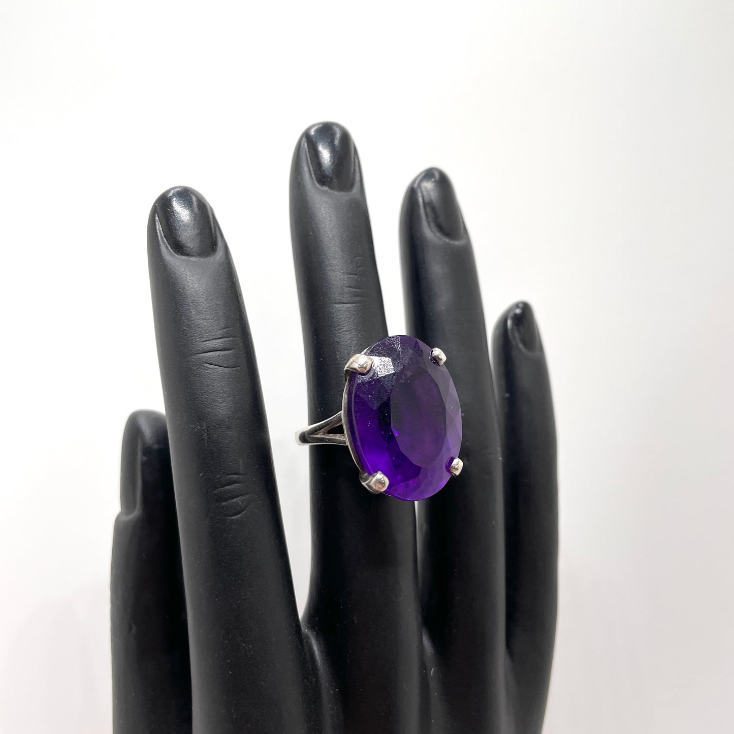 Vintage Sterling Silver & Purple Ring - Size 6.25