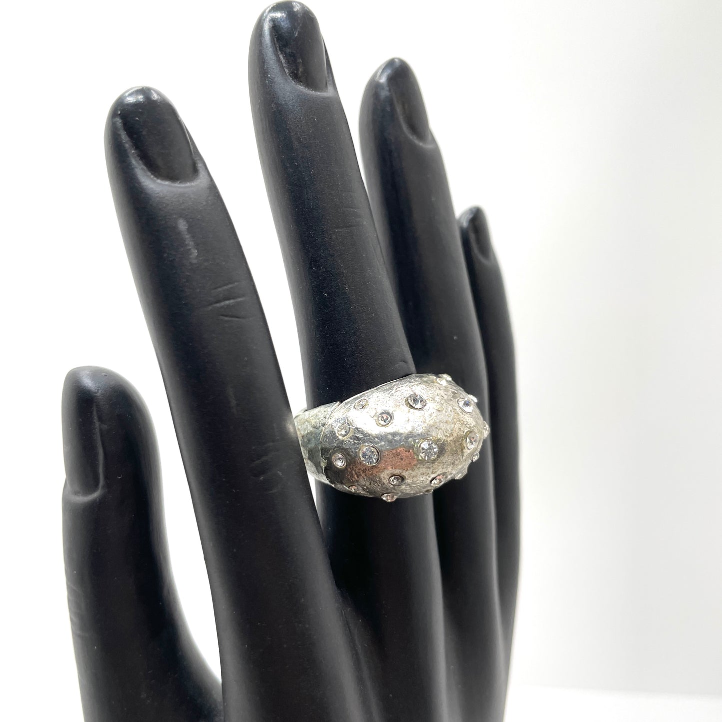Silver & Crystal Adjustable Size Cocktail Ring