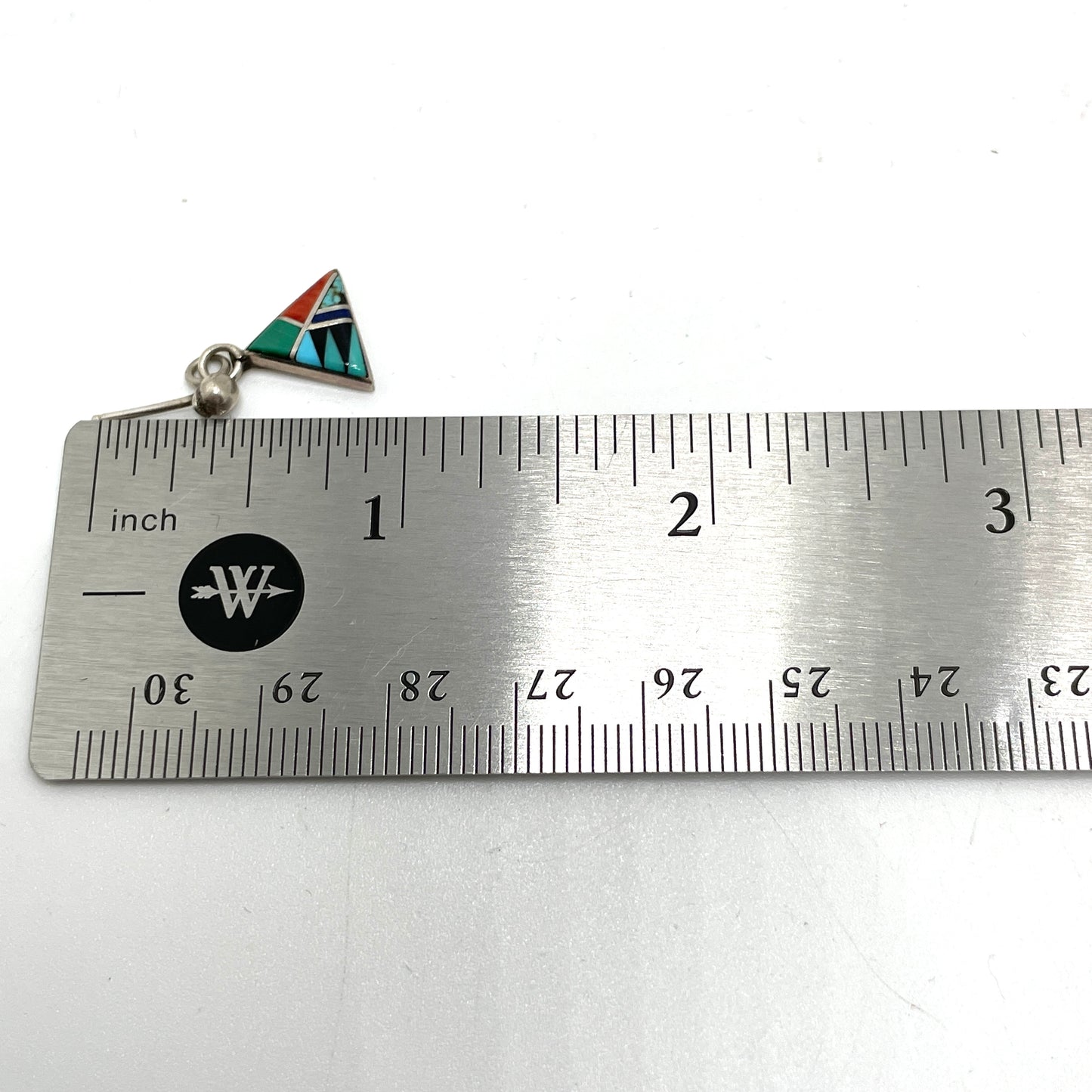 Sterling Silver Inlaid Stone Triangle Earrings