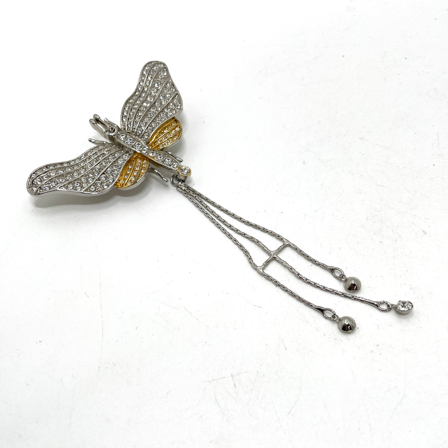 Vintage Butterfly Pin with Crystals