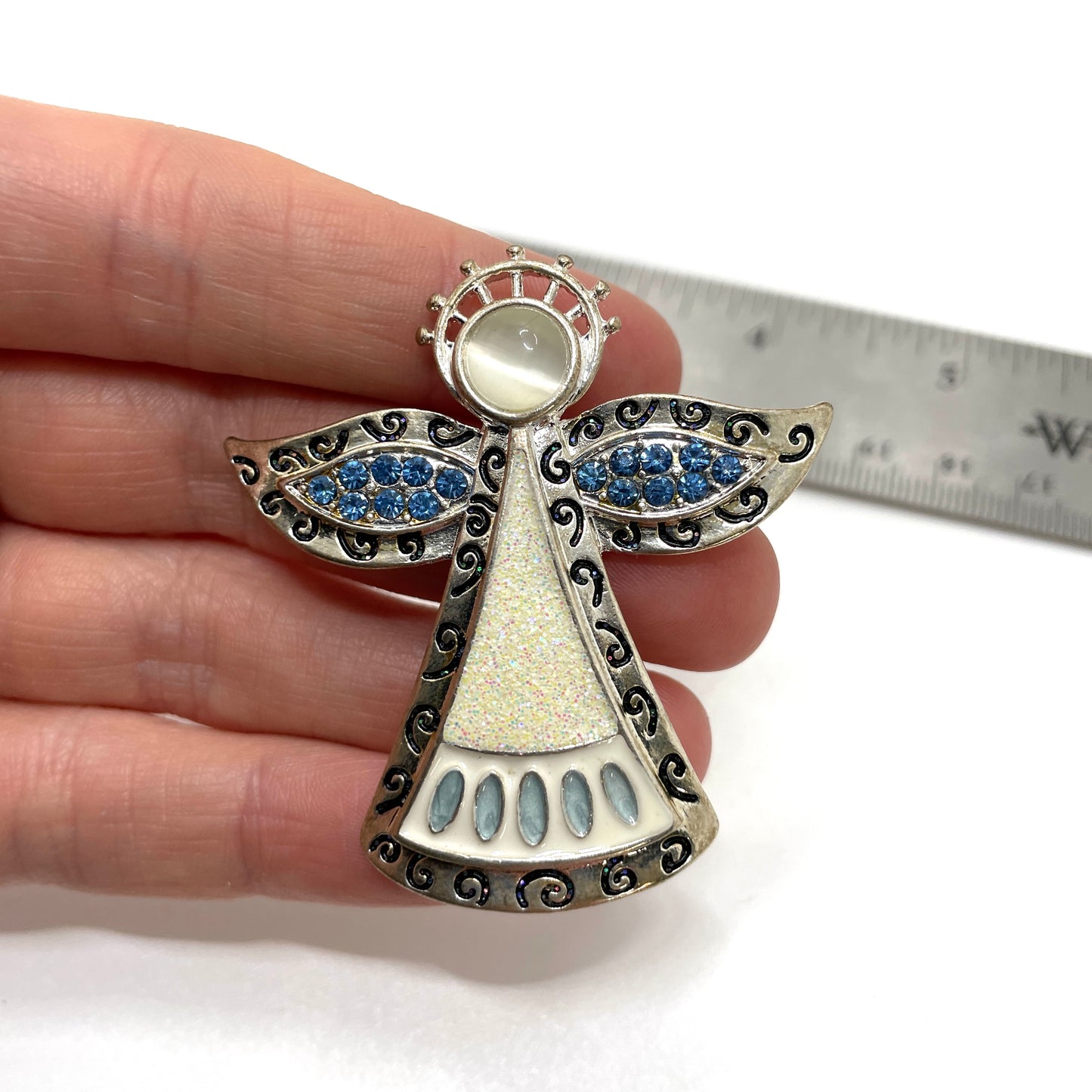 White & Blue Angel Pin
