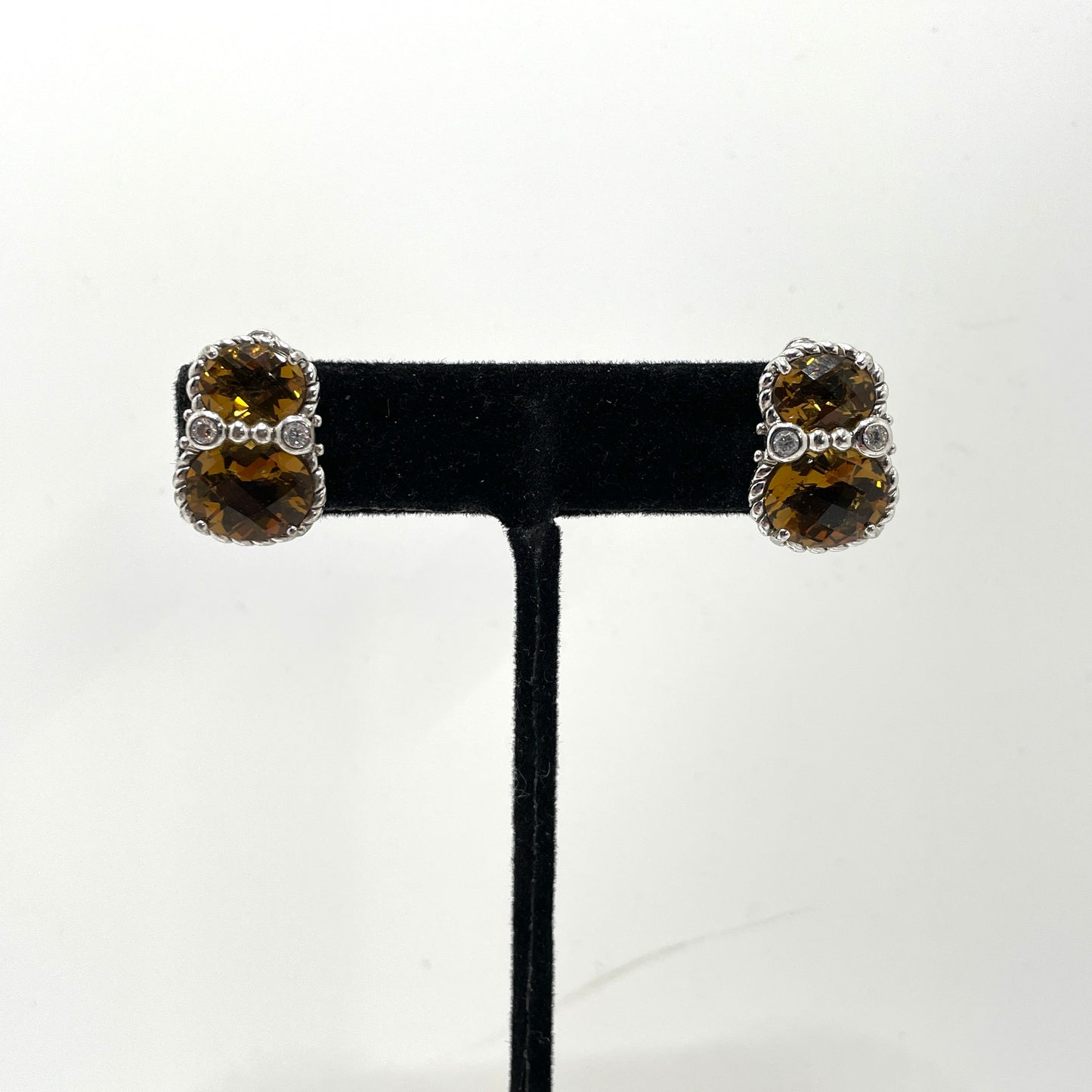 Judith Ripka Sterling & Citrine Clip Earrings
