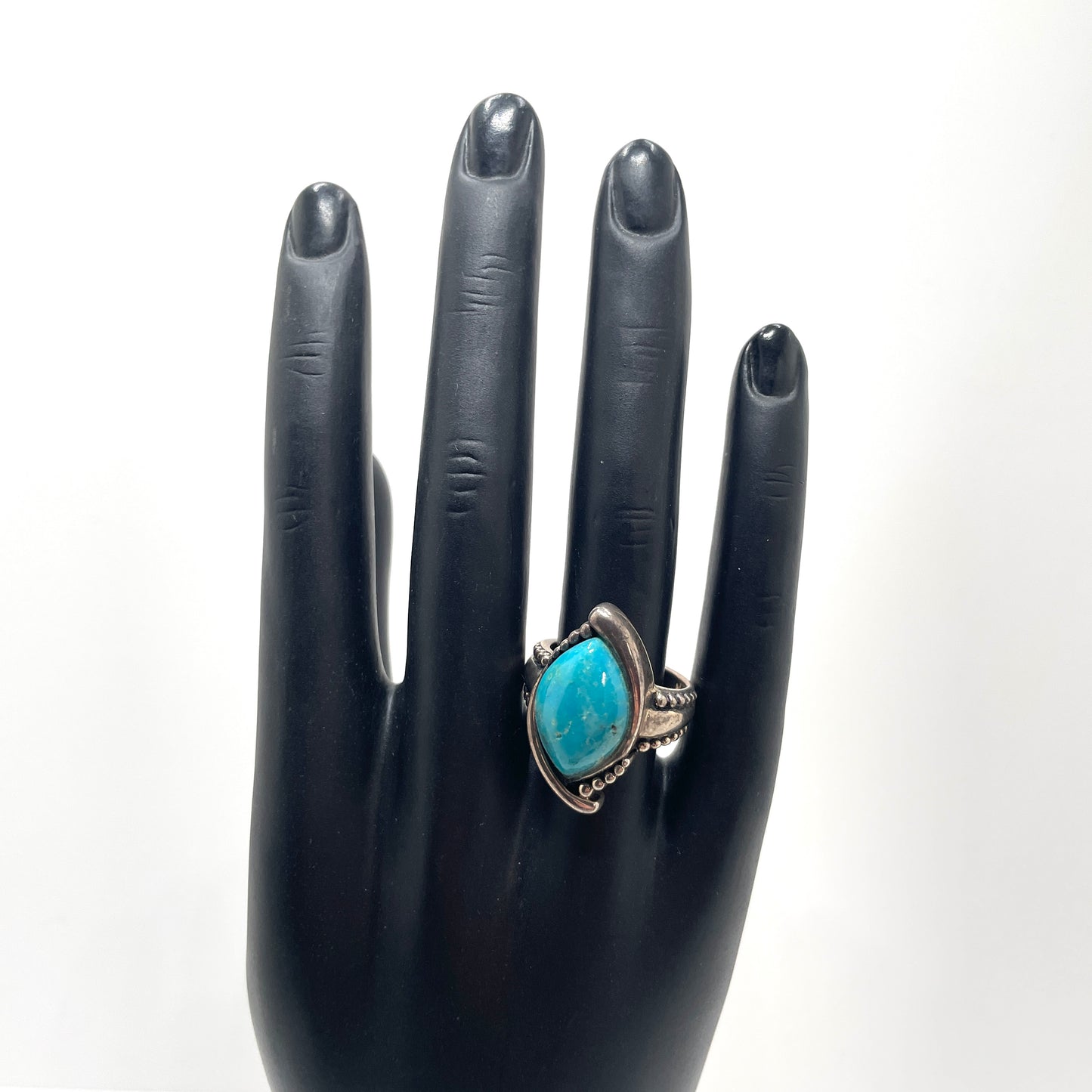 Sterling Silver & Turquoise Cocktail Ring - Size 9