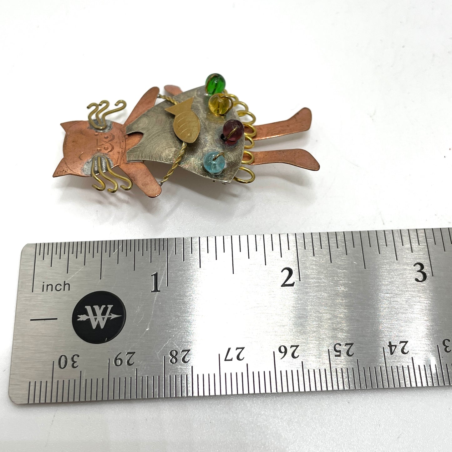 Vintage Mixed Materials Cat Pin