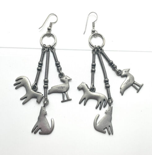 Vintage Coyote Wolf Horse Dangle Earrings