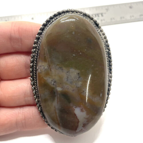 Vintage Sliding Large Brown Stone Pendant
