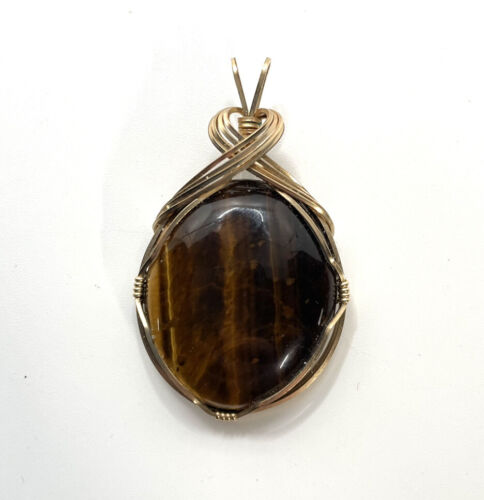 Vintage Tigers Eye Wire-Wrapped Pendant