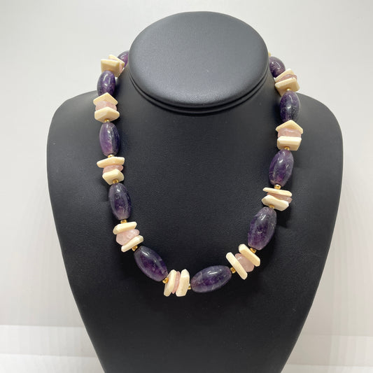 Vintage Amethyst & Rose Quartz Necklace