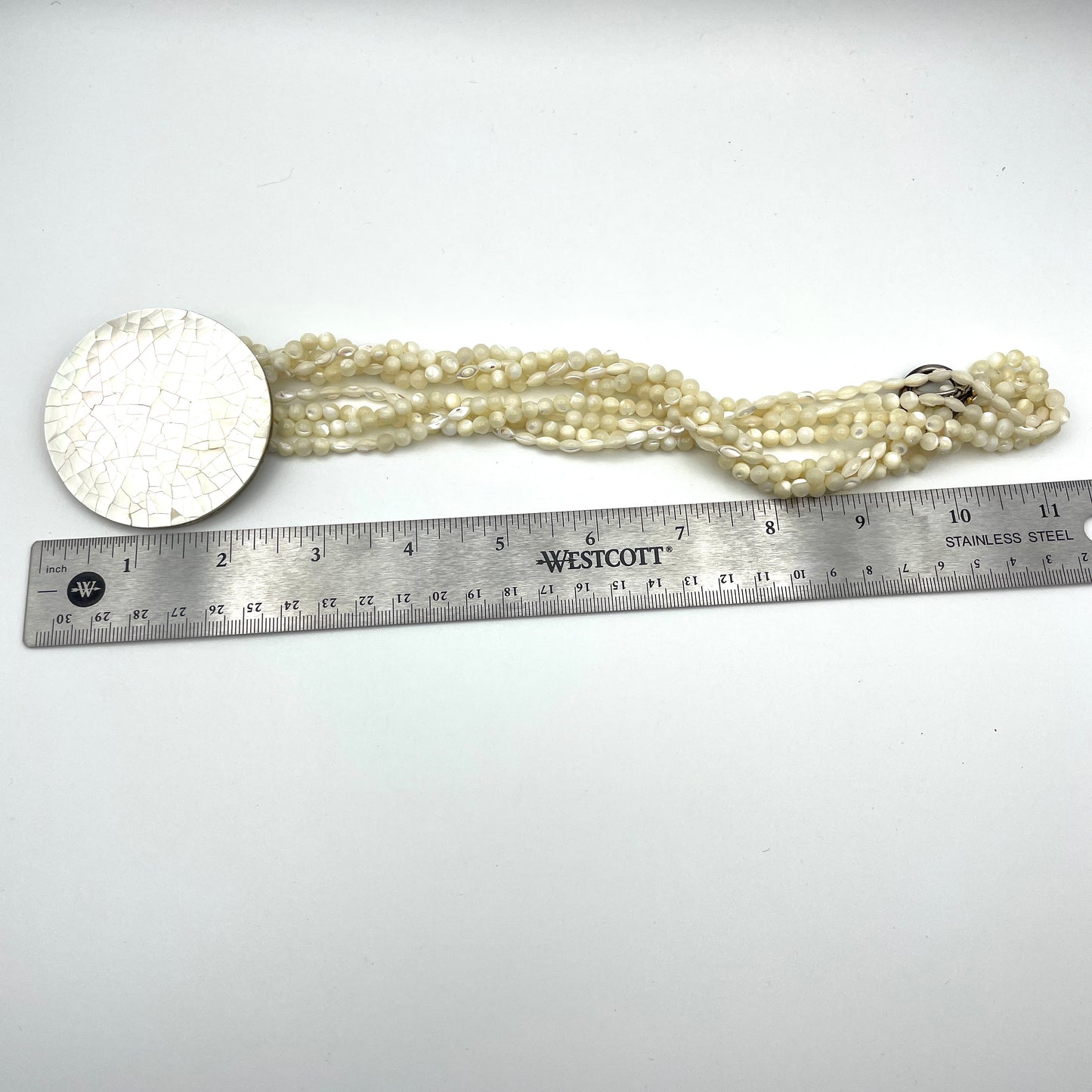 Vintage Abalone Pendant & White Statement Necklace
