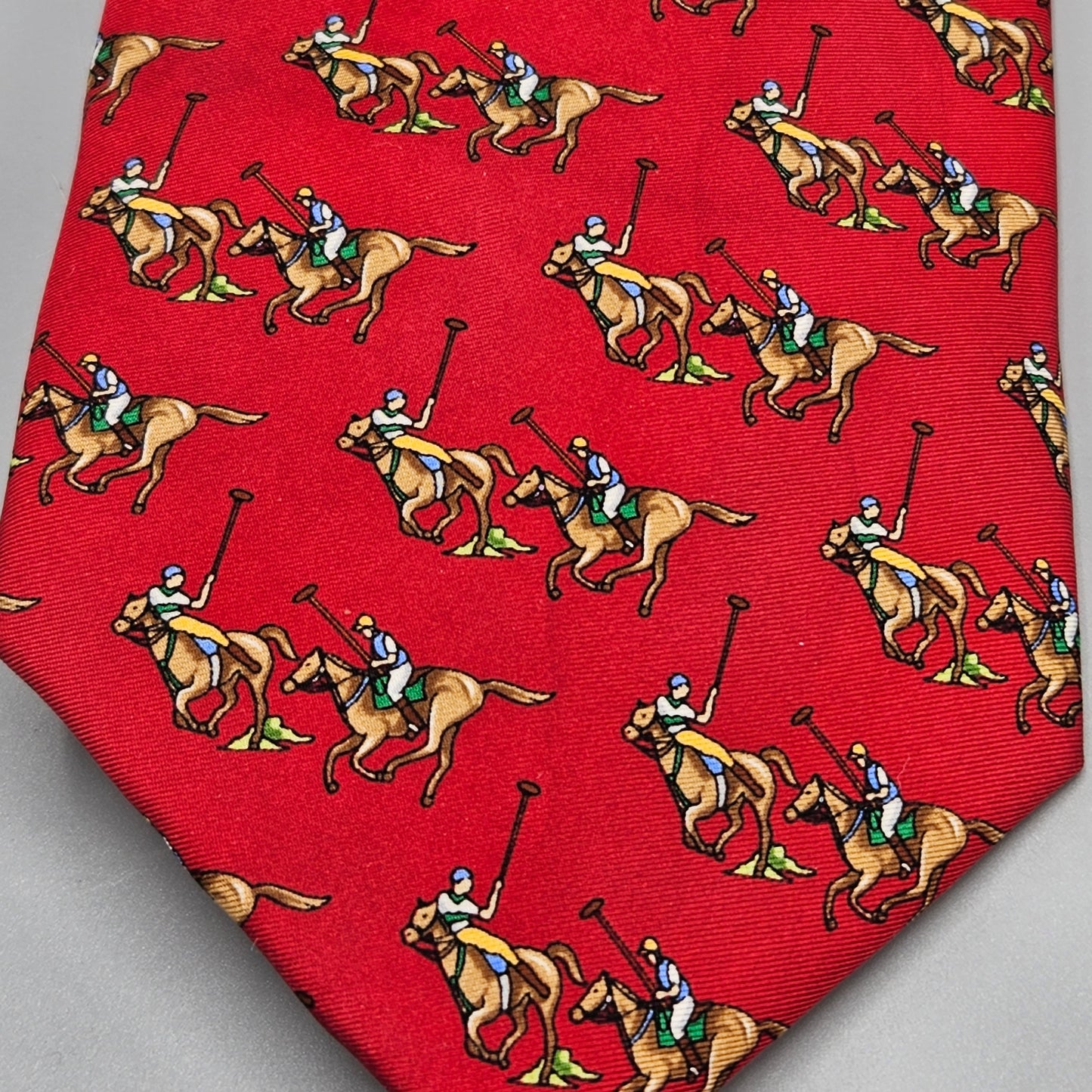 Joseph A Banks Red Silk Necktie with Polo Players