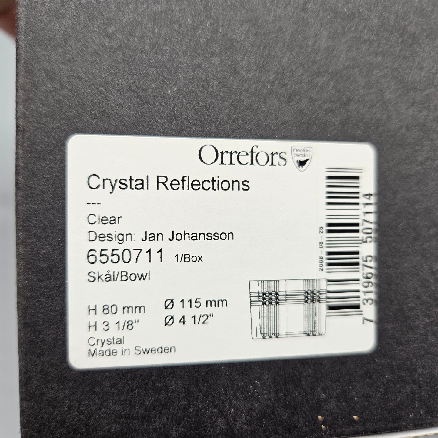 Orrefors Jan Johansson Crystal Reflections Bowl / Wine Bottle Coaster