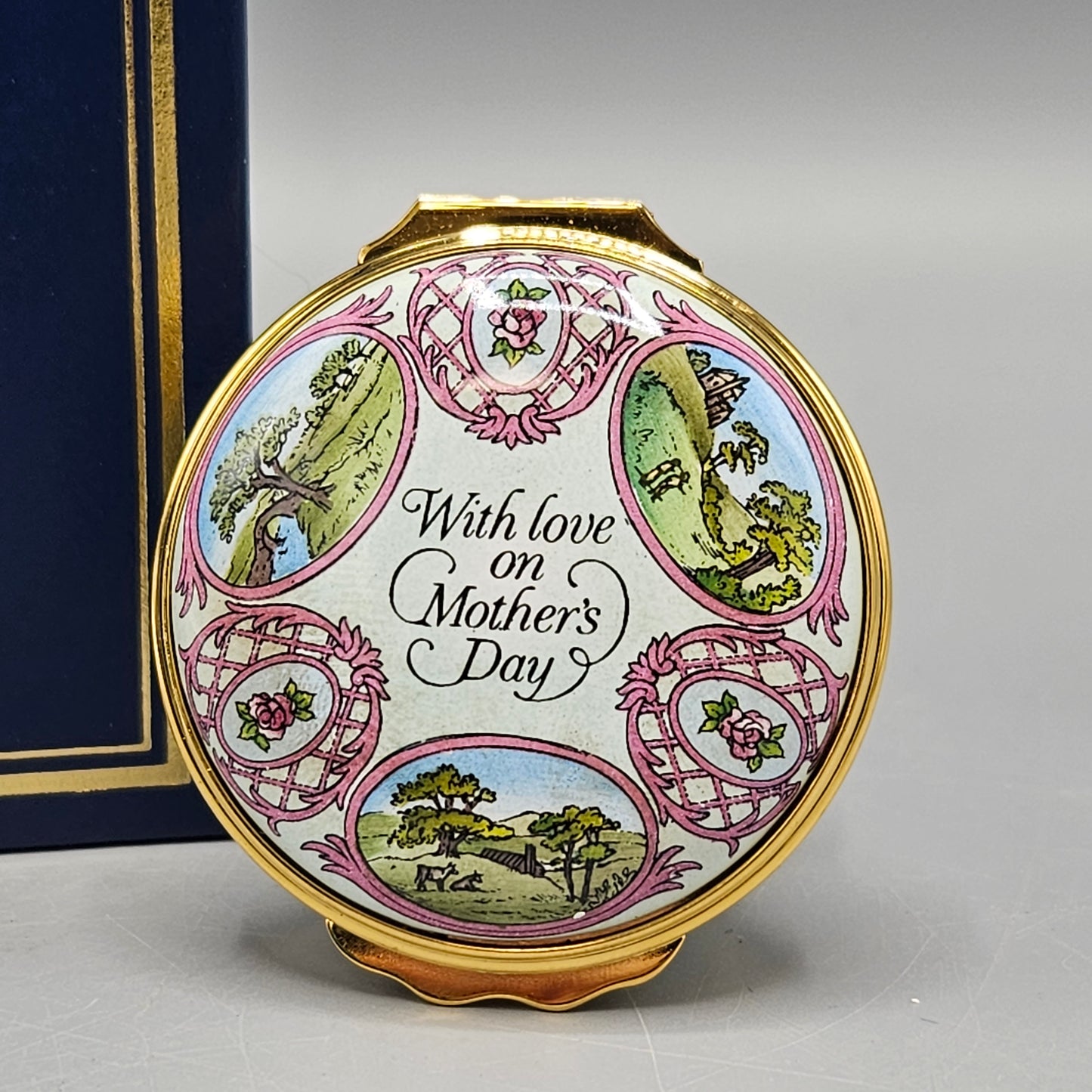 1994 Halcyon Days Enamel Mother's Day "With Love on Mother's Day"