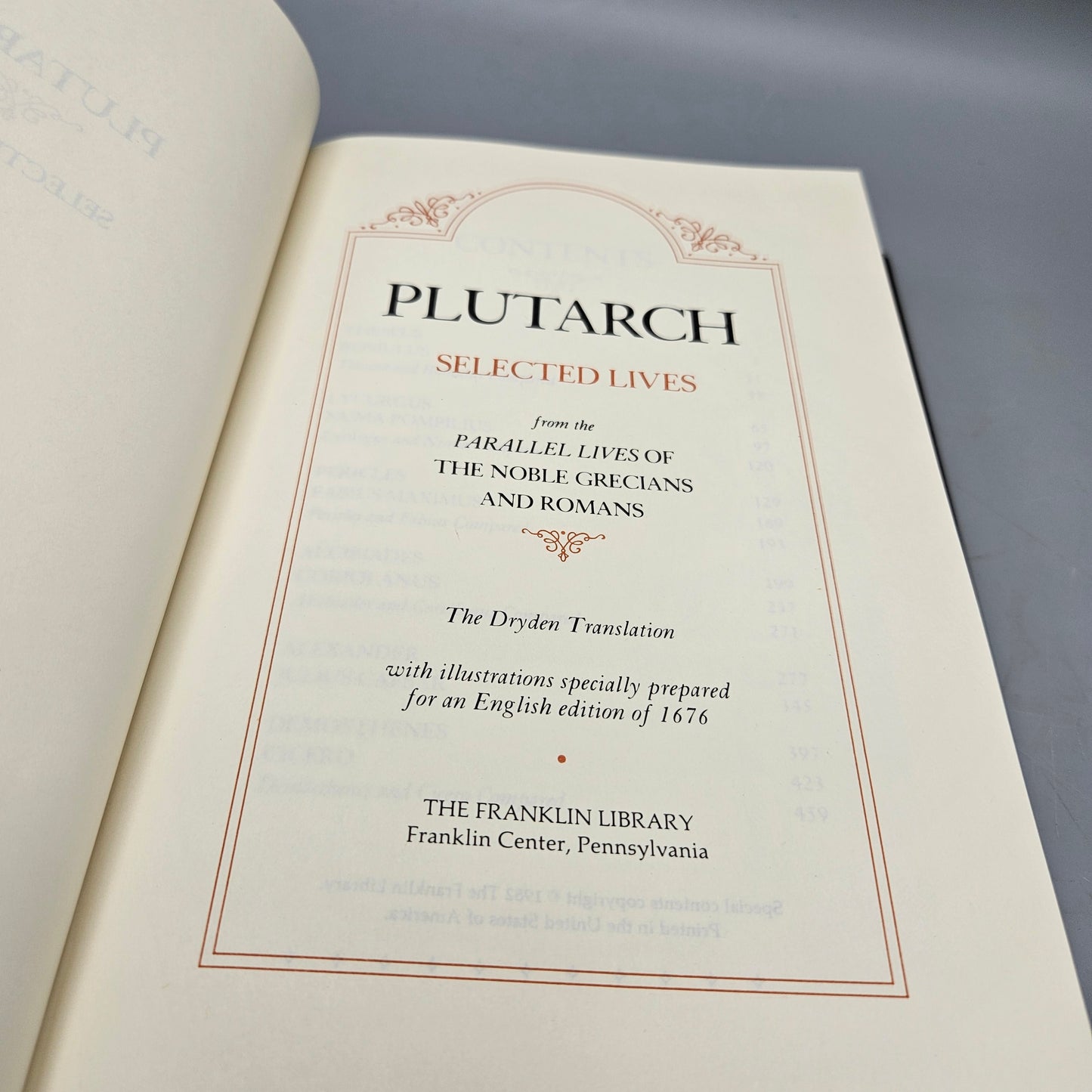 Leatherbound Book - Plutarch "Selected Lives" Franklin Library