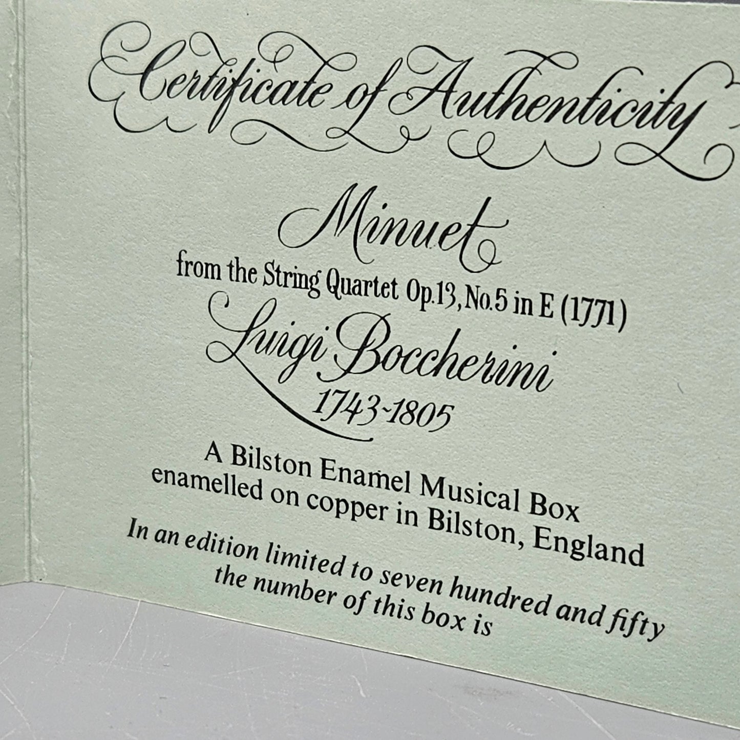 Halcyon Days England Enamel Luigi Boccherini Minuet Music Box