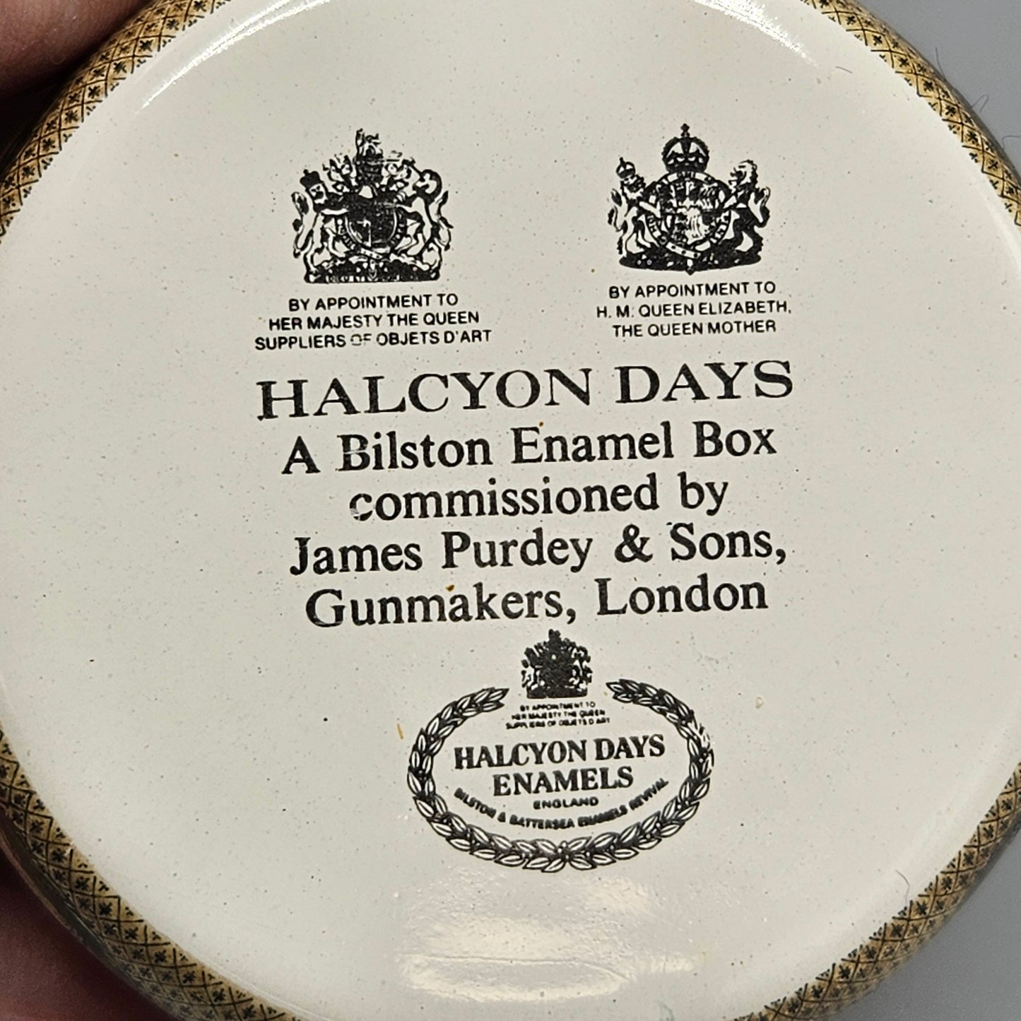 Halcyon Days England Enamel James Purdey & Sons "Game-Shooting" Box
