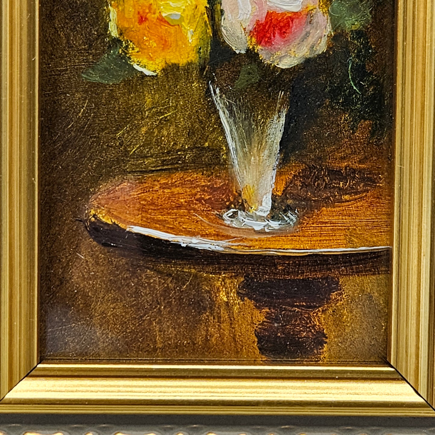 Oil on Board Still Life with Vase of Flowers