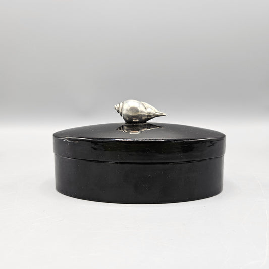 Black Lacquer Box with Metal Seashell Finial