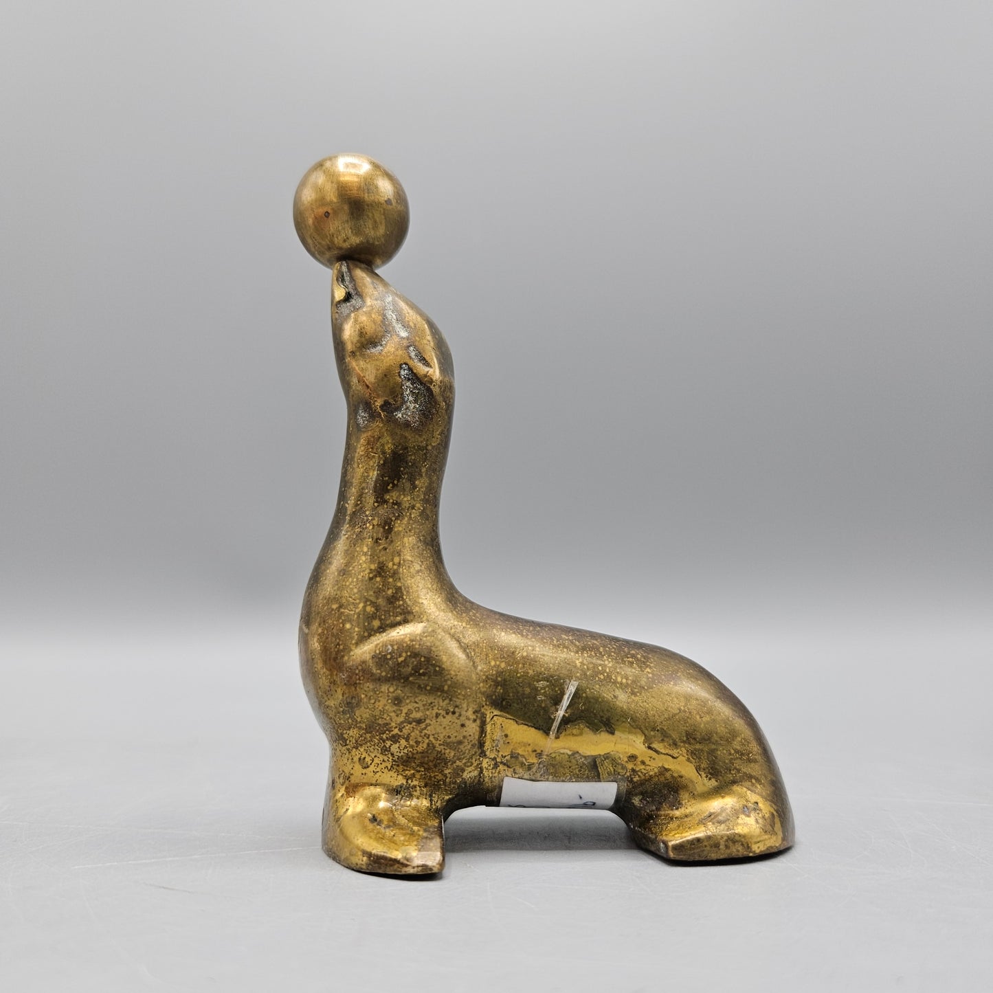 Cast Brass Seal with Ball Paperweight Figure