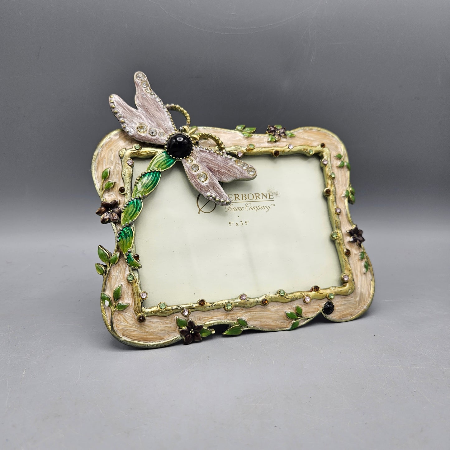 Jay Strongwater Style Enamel Picture Frame with Dragonfly