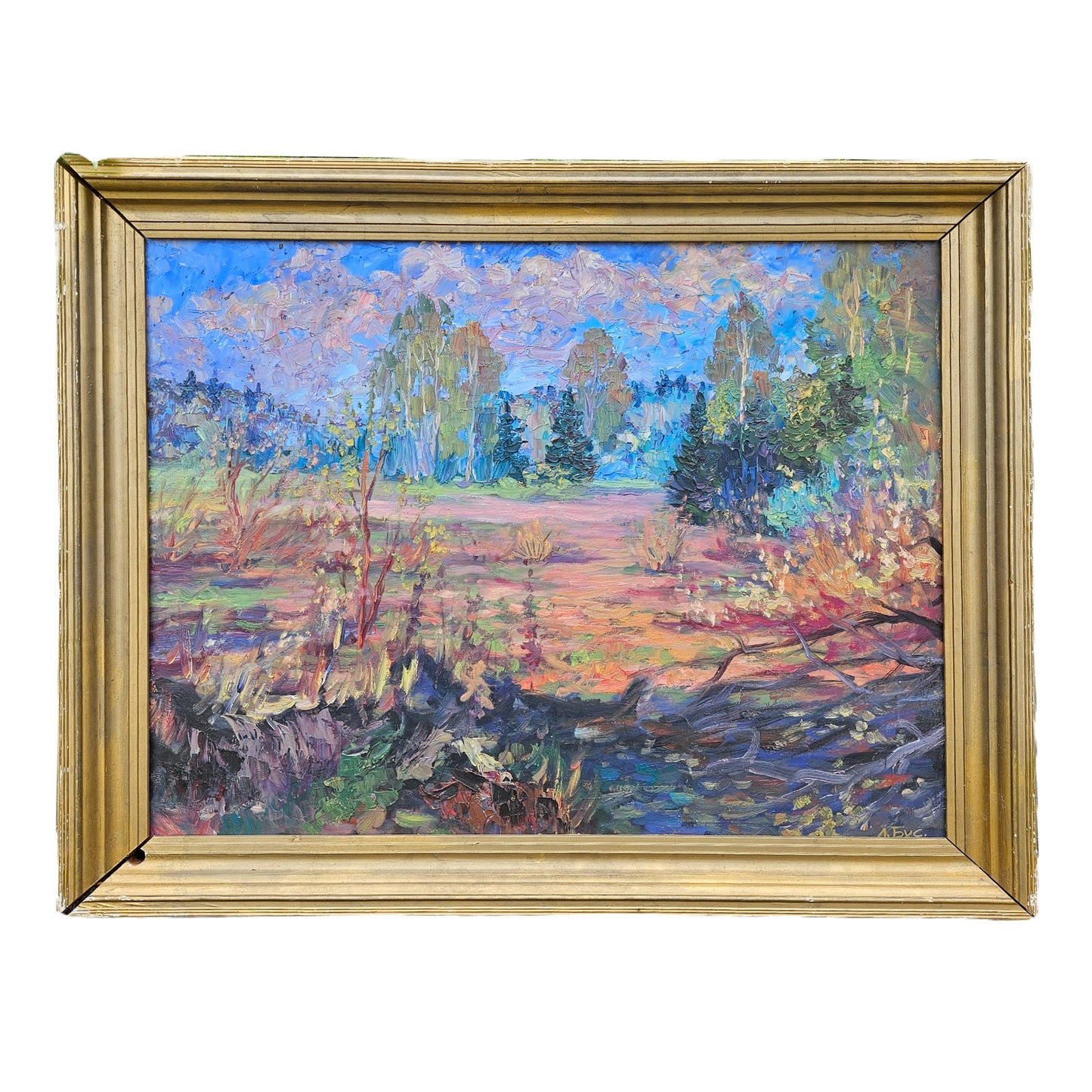 Russian Impressionist Oil on Canvas Landscape
