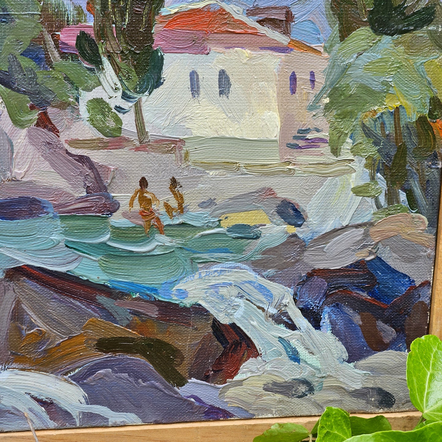 Pavel Borisovitch Bludnov Russian Impressionist Oil on Canvas Rocks by the Sea - Chekhov Bay