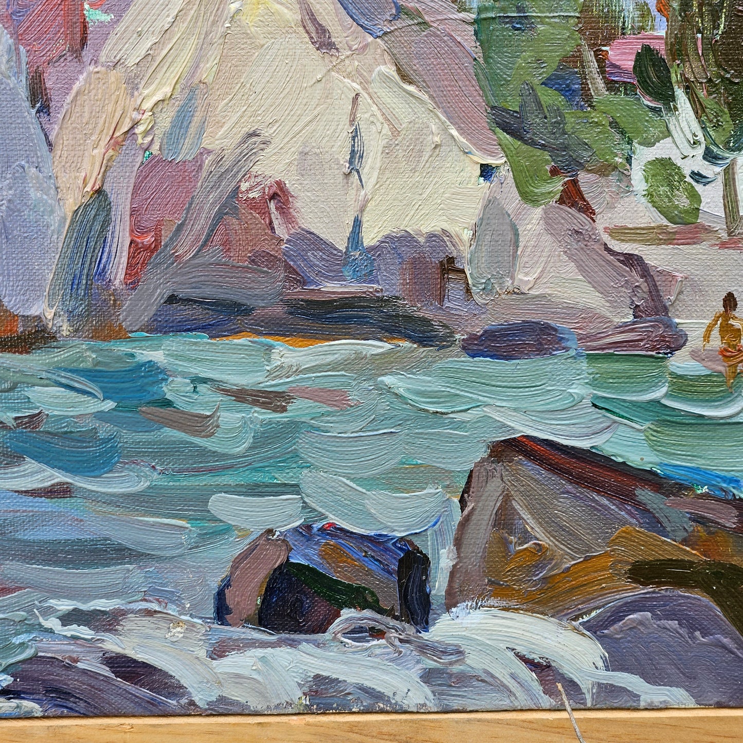 Pavel Borisovitch Bludnov Russian Impressionist Oil on Canvas Rocks by the Sea - Chekhov Bay