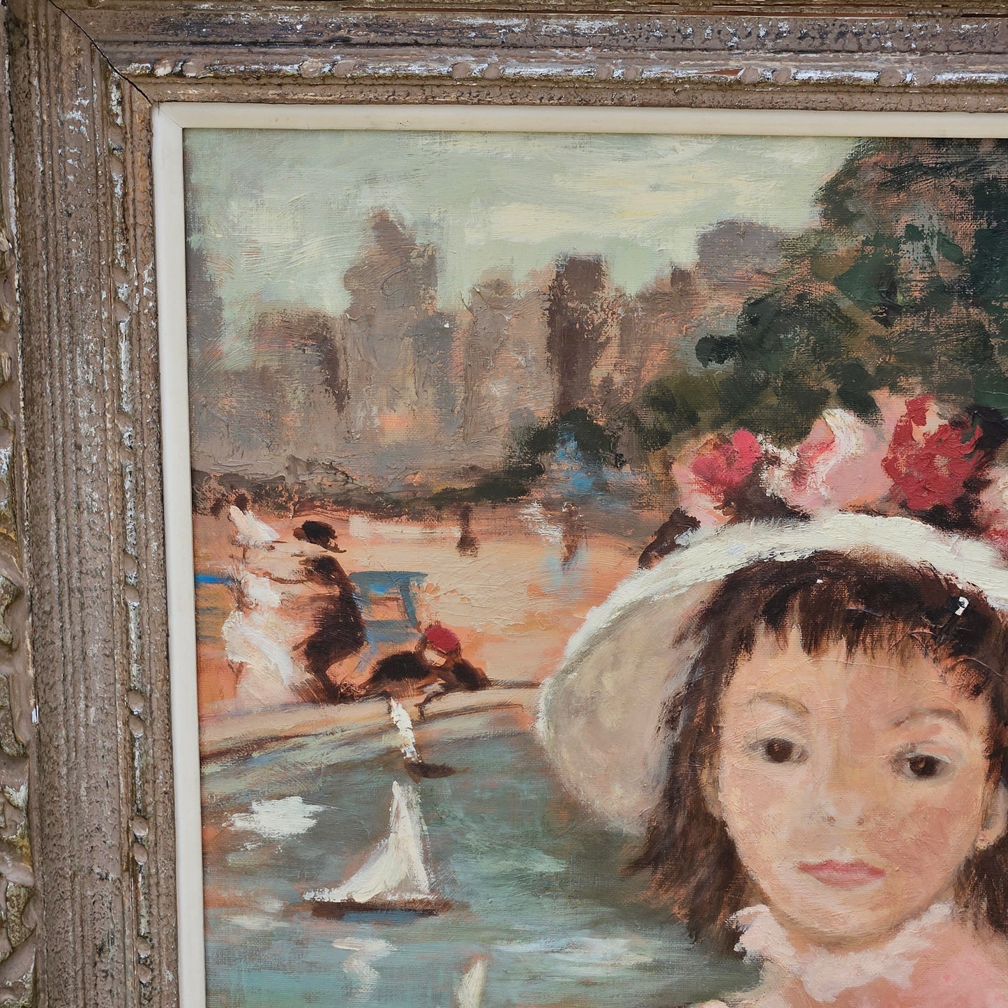 Impressionist Dietz Edzard Style Portrait of Young Girl at the Seaside Signed "Benayzard"