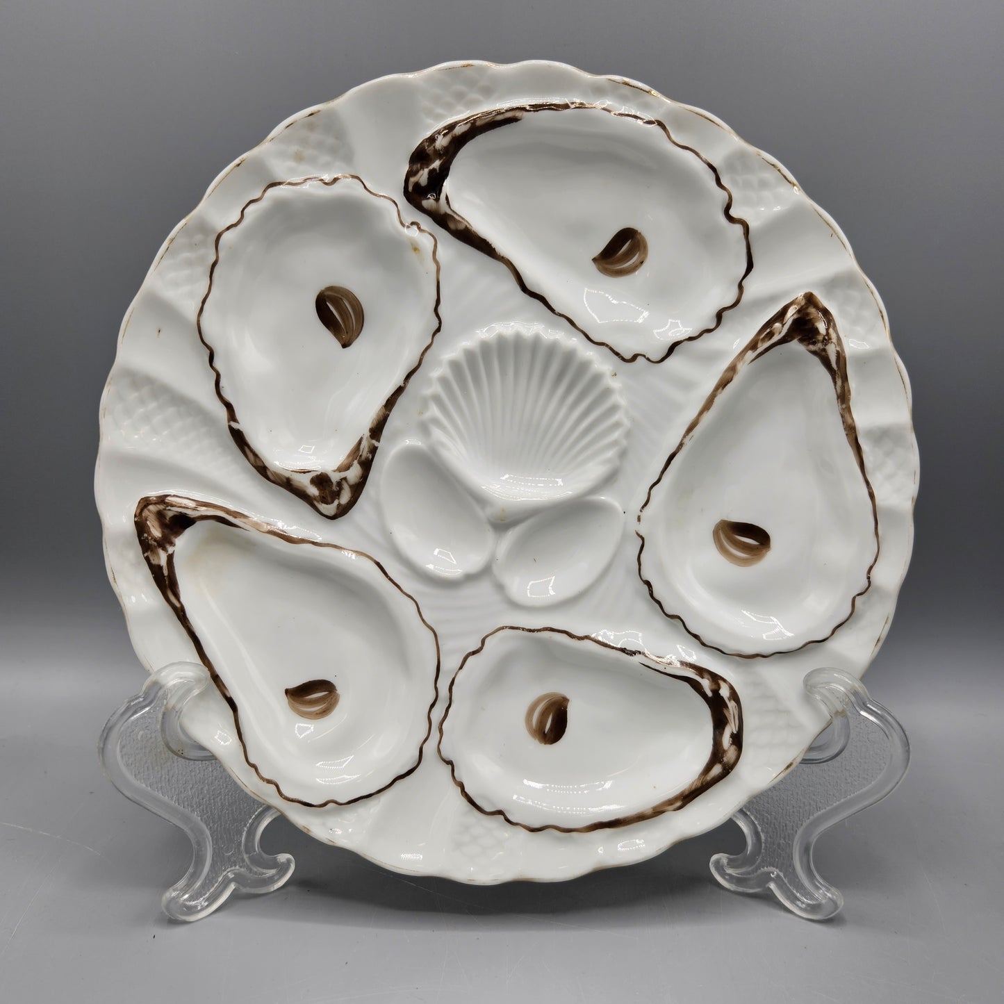 White Limoges Porcelain Oyster Plate