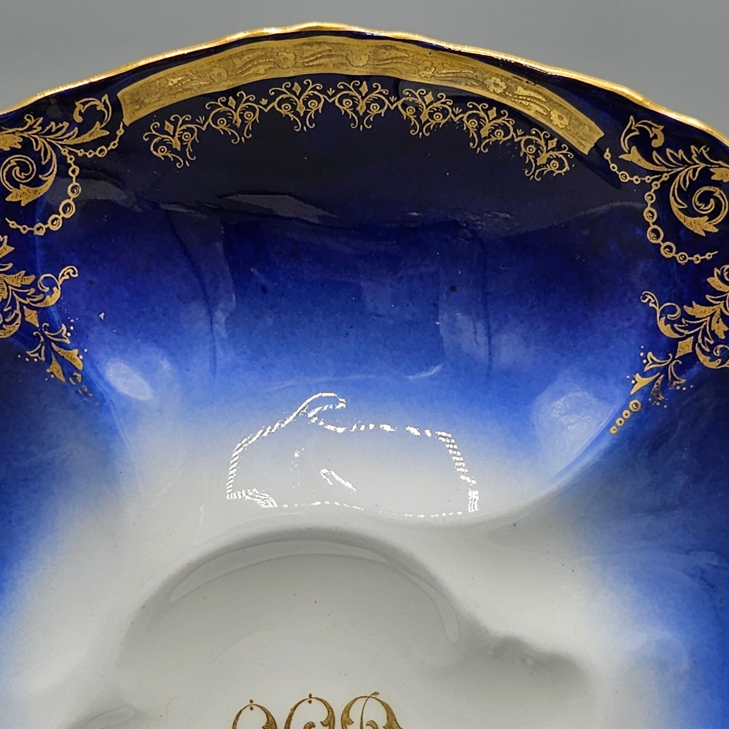 OP Co Onondaga Pottery (Syracuse China) Cobalt Blue Ground Oyster Plate