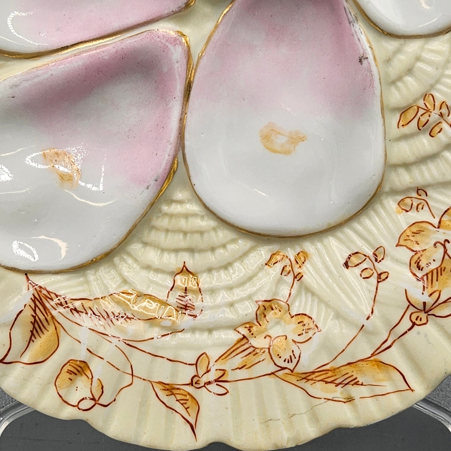 Limoges Porcelain Oyster Plate - Pale Yellow Ground