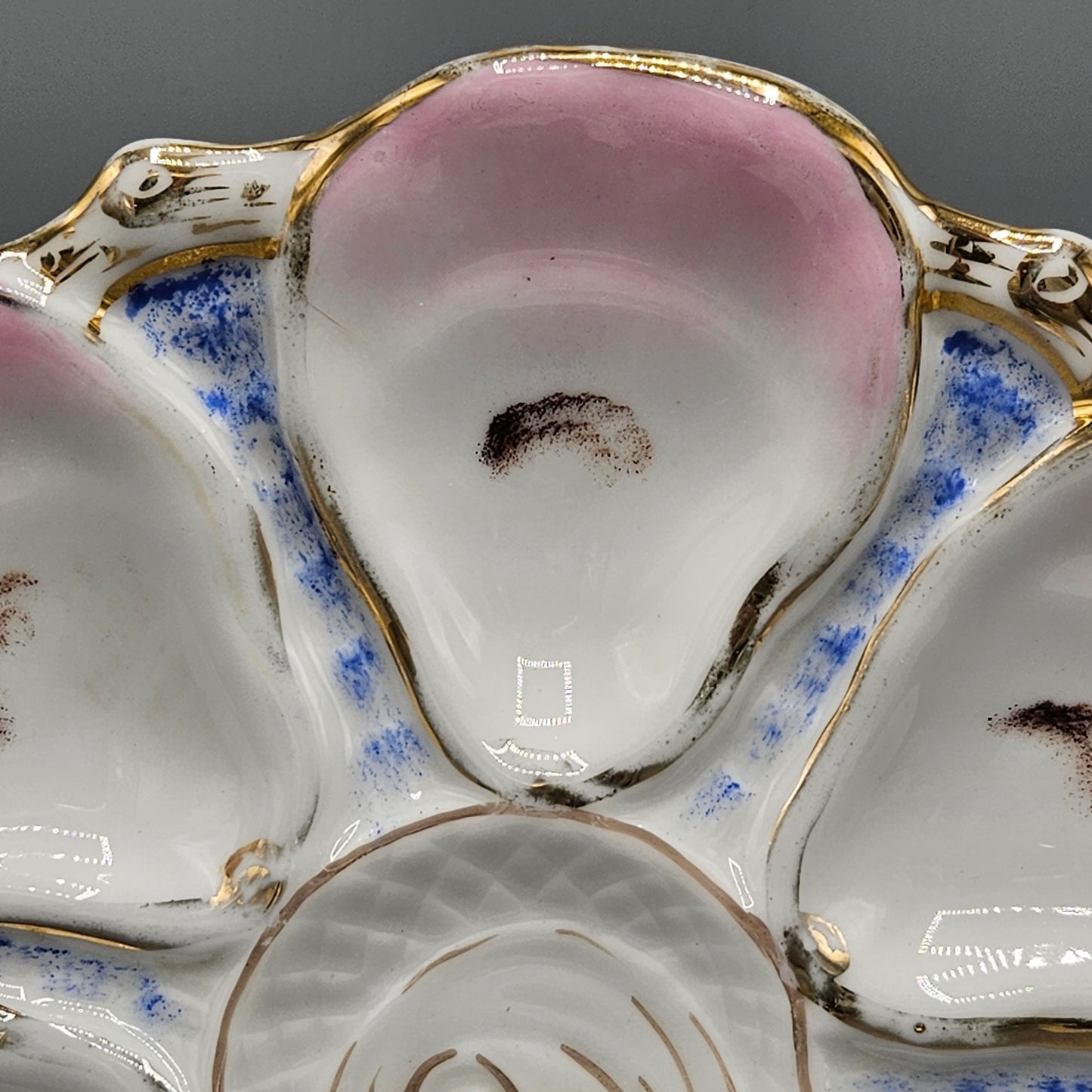 CT Altwasser German Porcelain Oyster Plate - Cobalt Blue & Pink