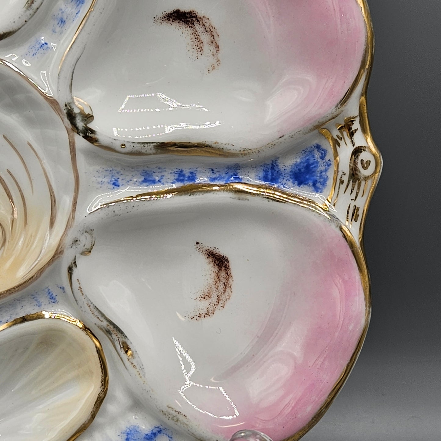 CT Altwasser German Porcelain Oyster Plate - Cobalt Blue & Pink