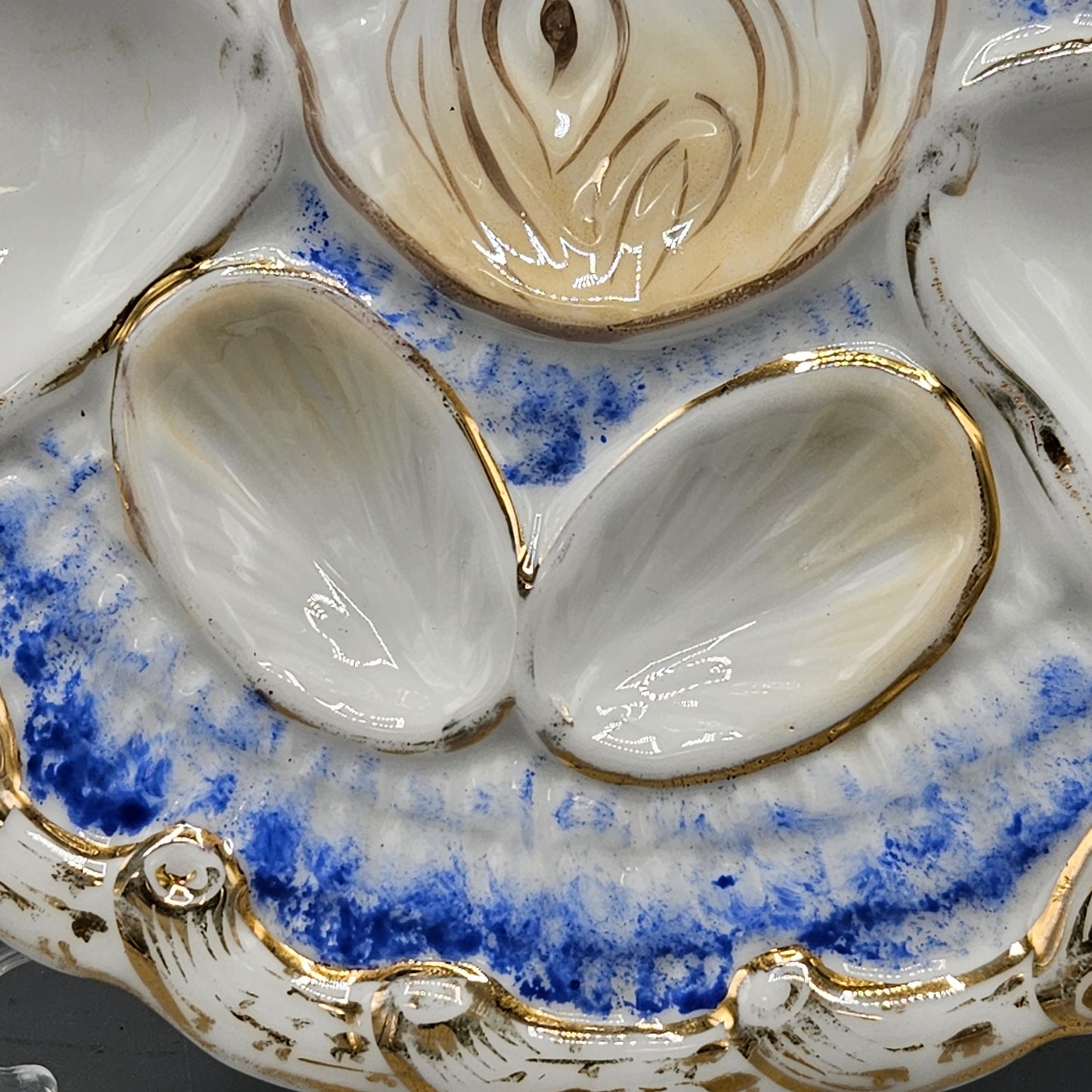 CT Altwasser German Porcelain Oyster Plate - Cobalt Blue & Pink