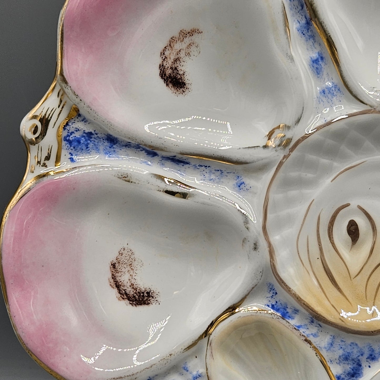 CT Altwasser German Porcelain Oyster Plate - Cobalt Blue & Pink