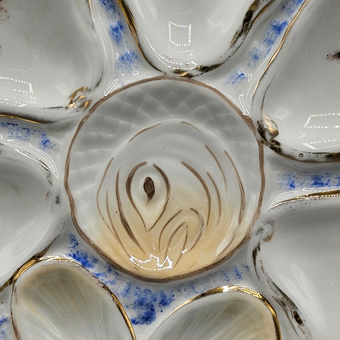 CT Altwasser German Porcelain Oyster Plate - Cobalt Blue & Pink