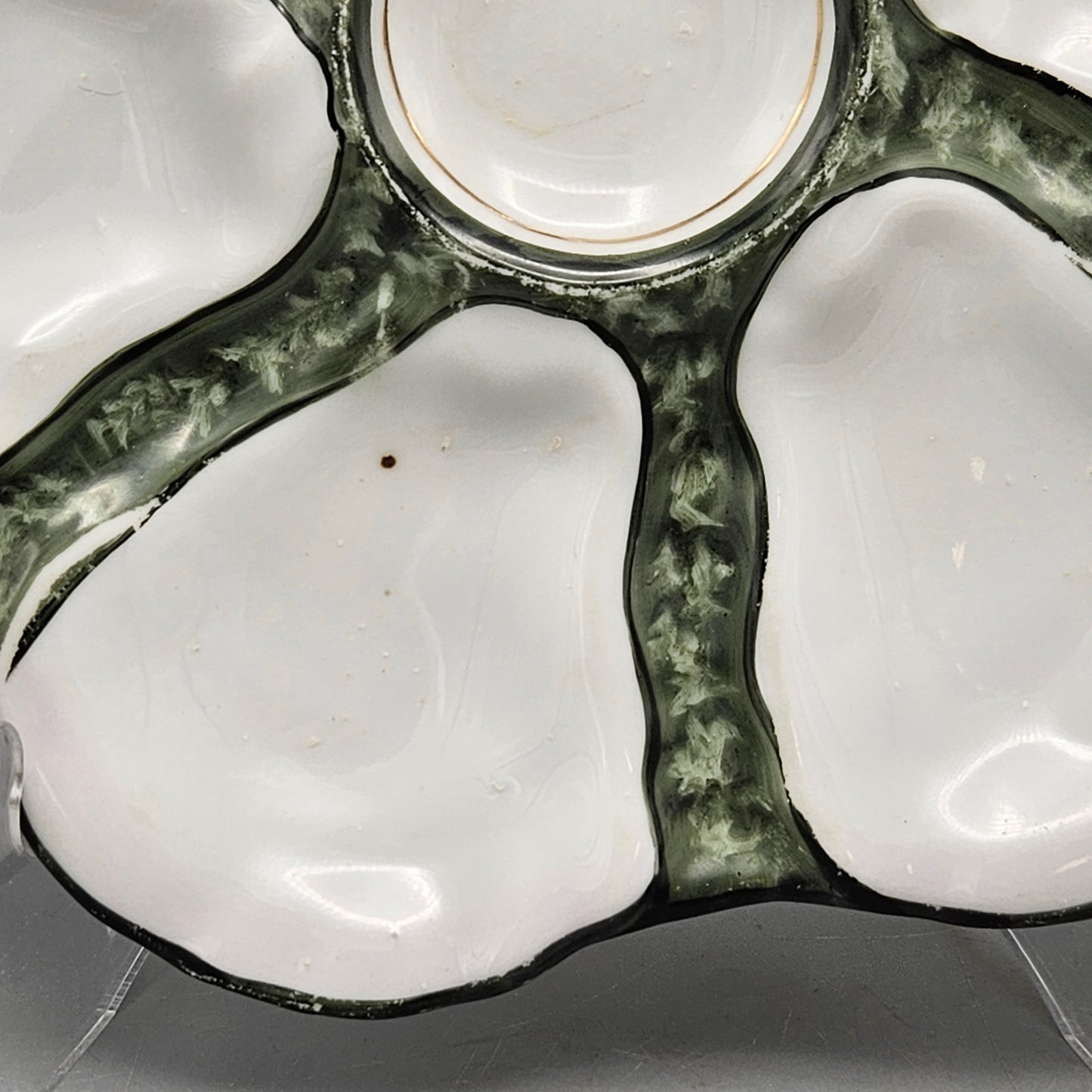 Limoges Porcelain Oyster Plate - Green Ground