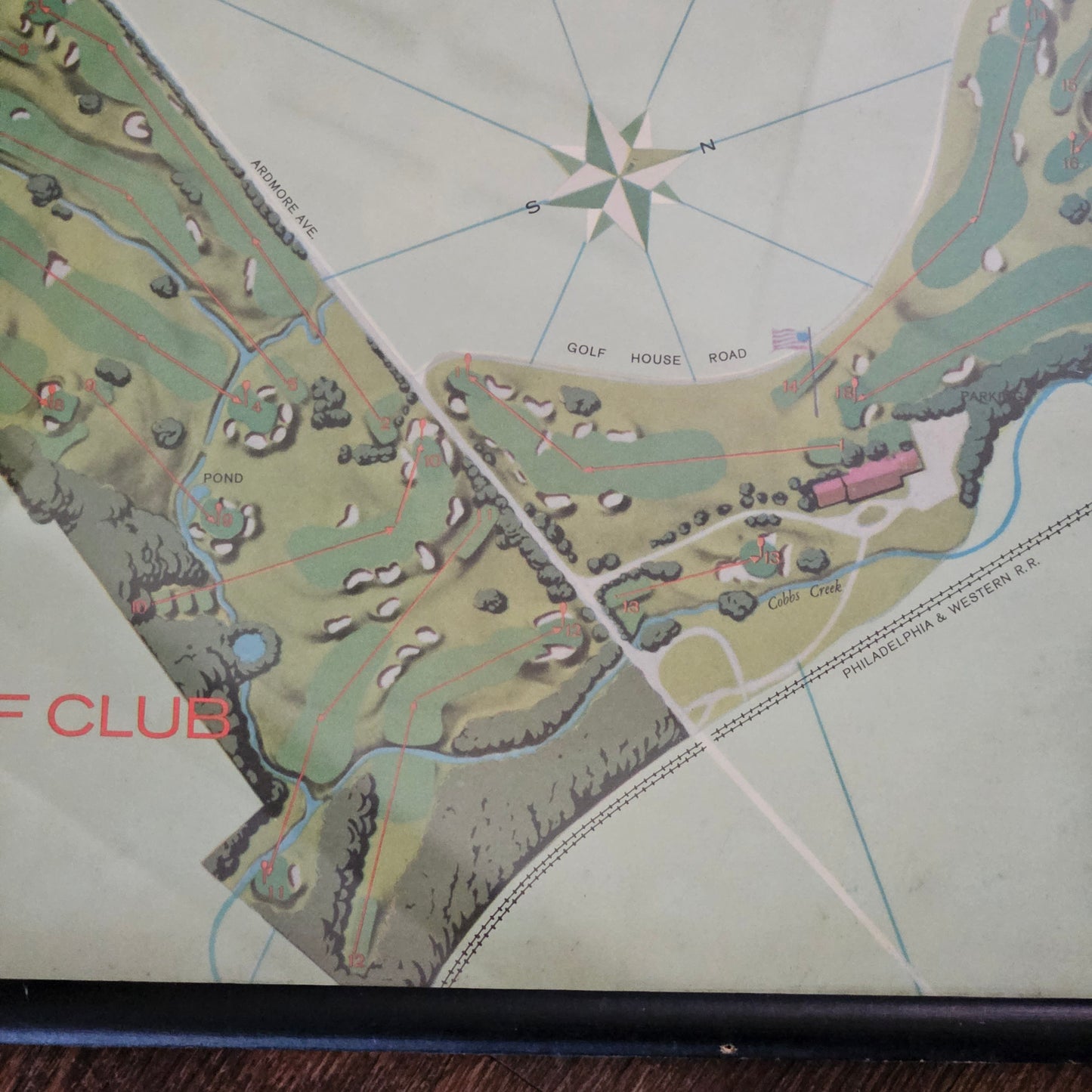 1960 Merion Golf Club Second Eisenhower Trophy Match Color Litho Map