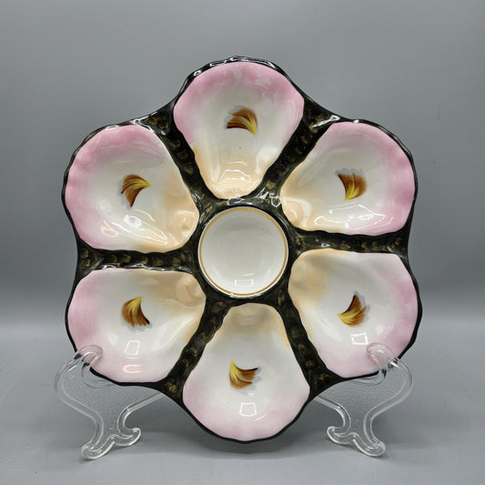 Vintage Pink & Black Oyster Plate