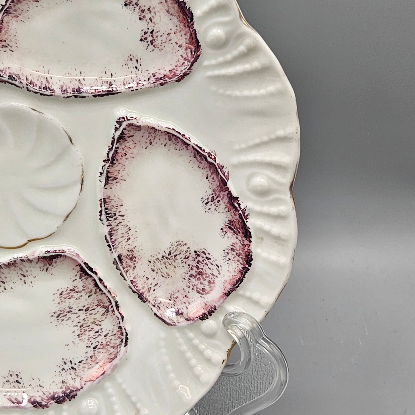 Vintage Pink & White Oyster Plate
