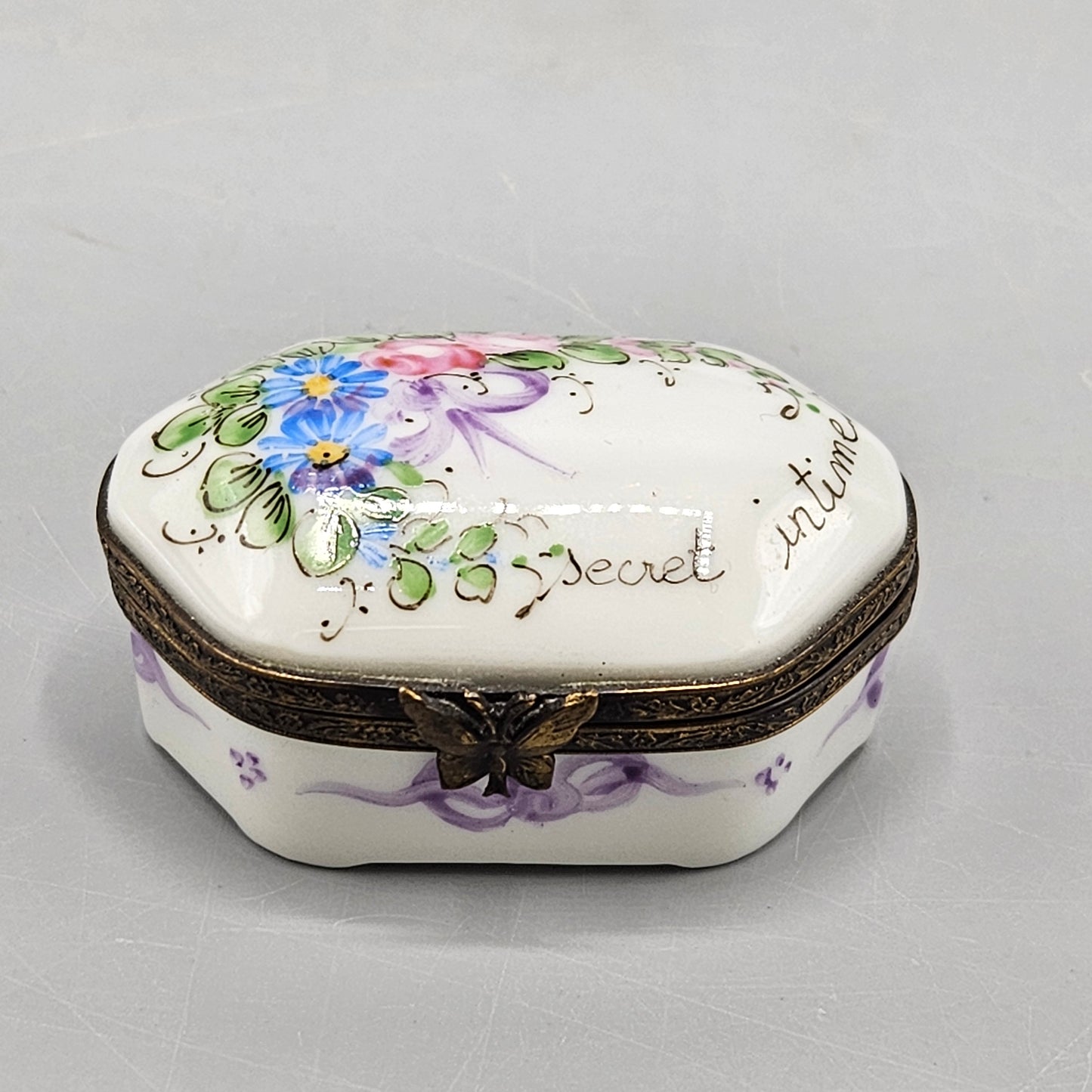 Hand Painted Limoges Porcelain Box with Violets
