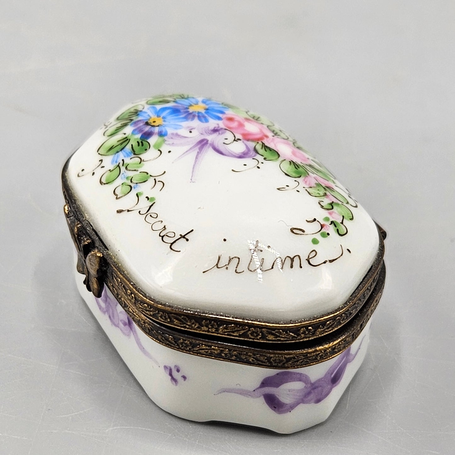 Hand Painted Limoges Porcelain Box with Violets