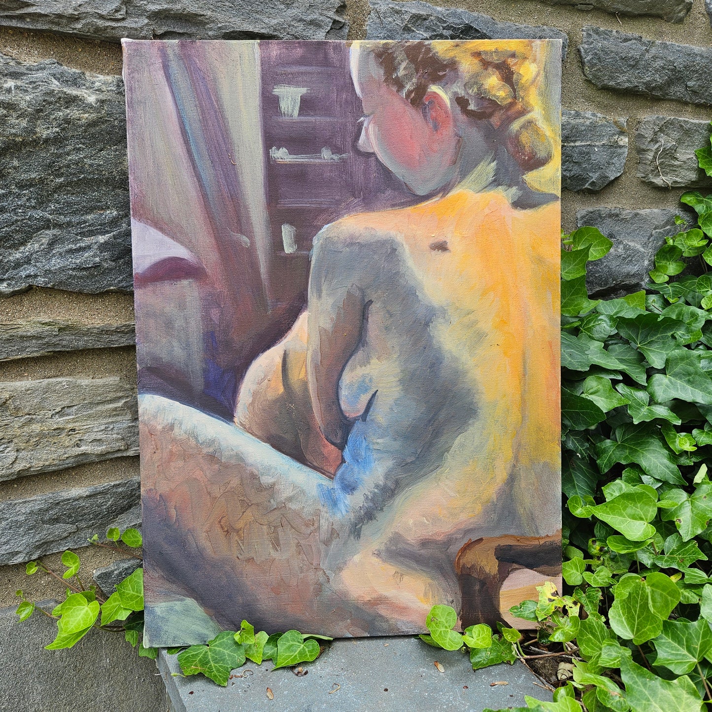 Oil on Canvas Nude Young Woman from Rear