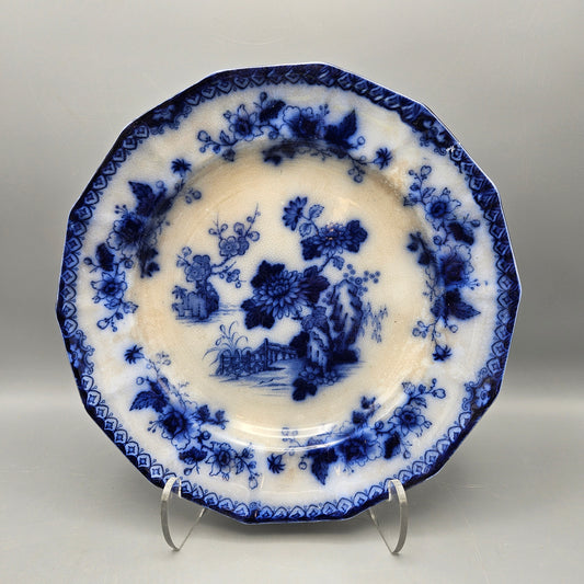 Antique Staffordshire Flow Blue Indian Pattern Plate