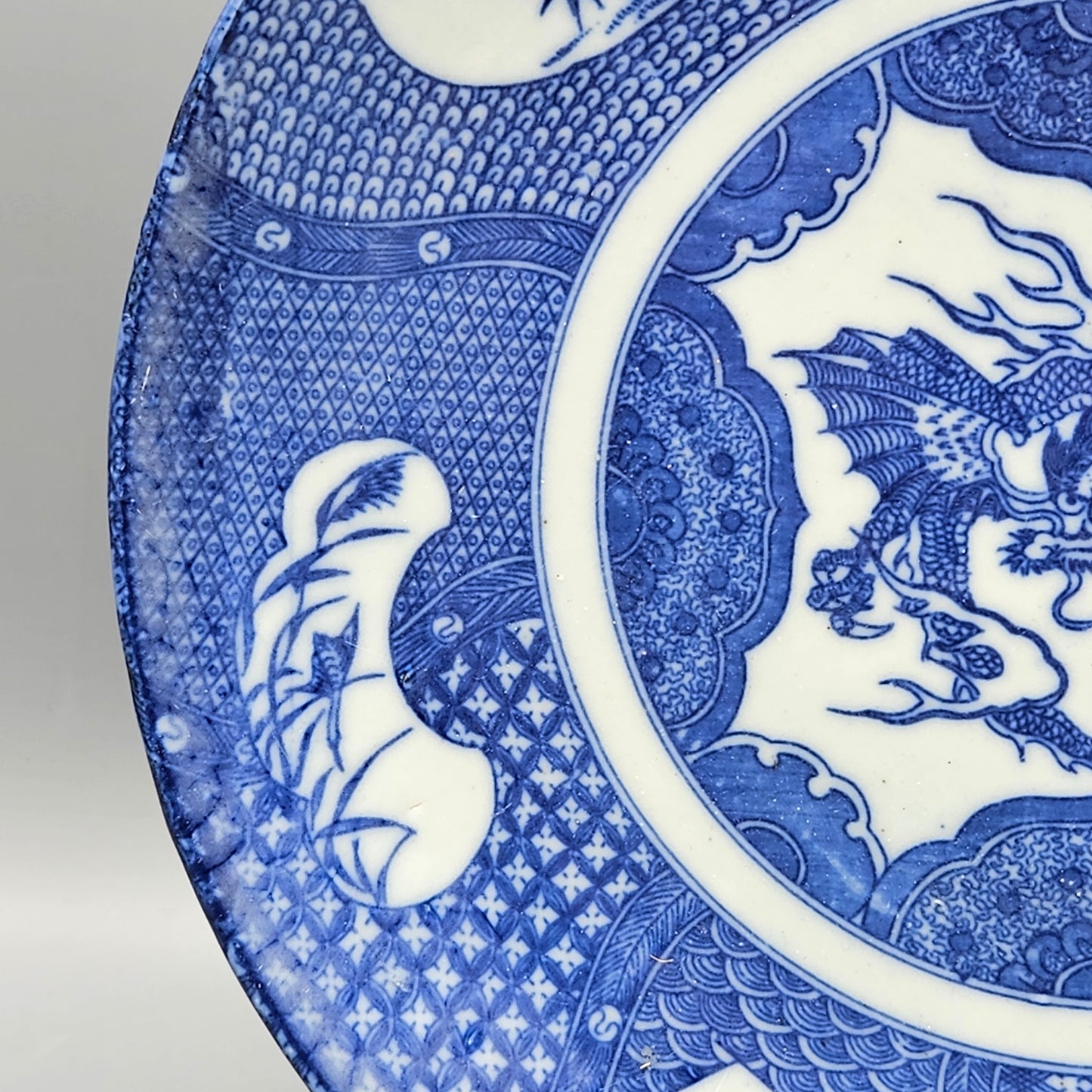 Chinese Blue and White Porcelain Plate with Dragon